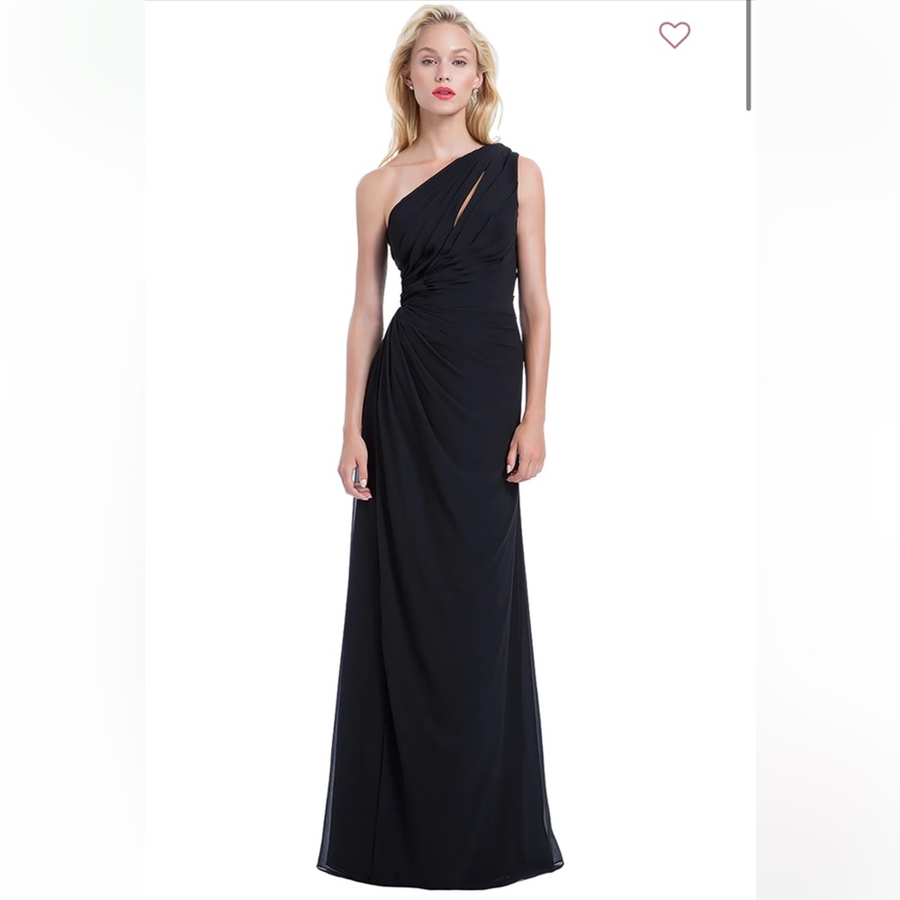 Bill Levkoff Barbara Chiffon One-Shoulder A-Line Princess Dress Black Size 8
